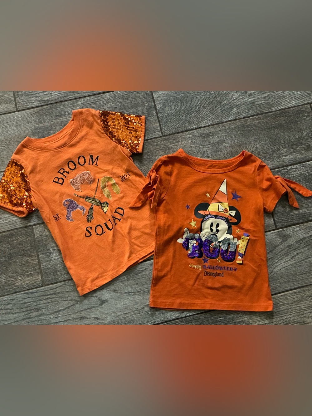 Disney Halloween Girls Shirt Bundle Hocus Pocus Broom Squad + Minnie Mouse XS